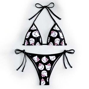 Hello Kitty Black and White Bikini Set ˚˖𓍢ִ໋❀